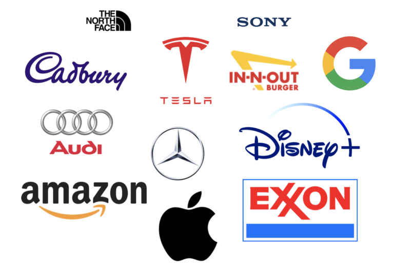 Logos of well-known registered brands